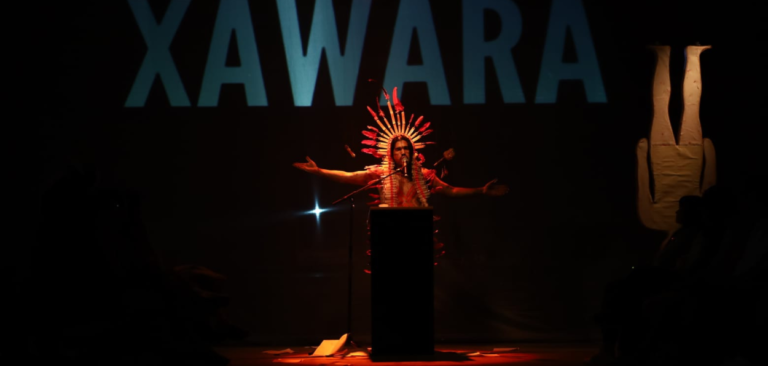 Dia Nacional de Luta dos Povos Indígenas - Um indígena no palco