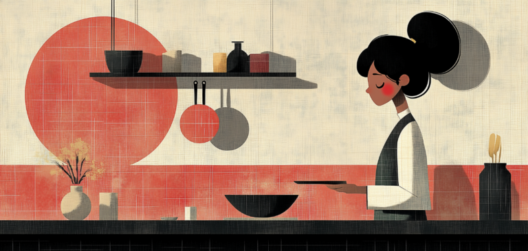 ilustração mulher cozinhando